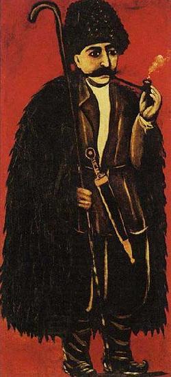 Niko Pirosmanashvili Shepherd in a Sheepskin Cloak on a Red Background China oil painting art
